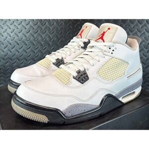 Air Jordan 4 Retro White Cement Grey 308497-103 Mens sneakers size 10.5 DAMAGED